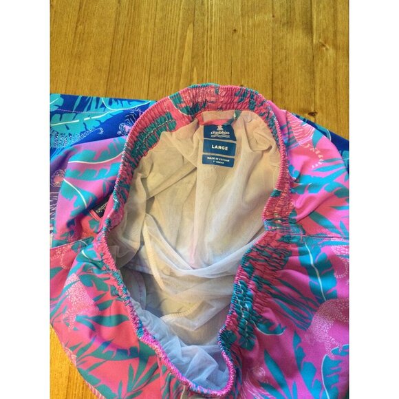 Chubbies Mens Swim Trunks Shorts Size L Jungle Tiger Print Pink Blue Mesh Liner - Picture 6 of 9